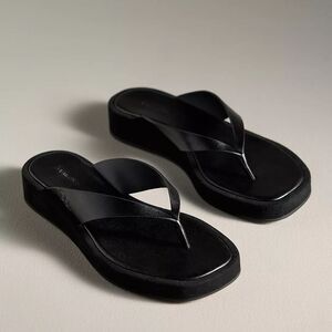 Reformation Eden Platform Thong Sandals Black Platform Size 9